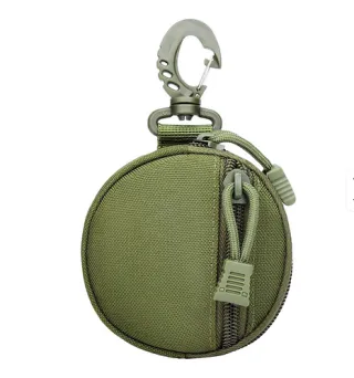 Pochette Ronde Tactique avec Mousqueton – Étui de Rangement, Vert